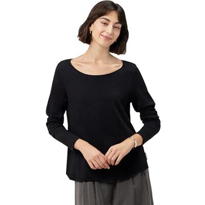 Marc O' Polo Denim Damen Langarmshirt aus Bio-Baumwolle mit U-Boot-Ausschnitt, Schwarz (Black), XS Marc O' Polo Denim Damen Langarmshirt aus Bio-Baumwolle mit U-Boot-Ausschnitt, Schwarz (Black), XS