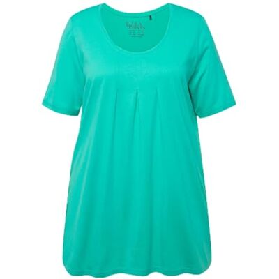 Ulla Popken Damen große Größen Übergrößen Plus Size T-Shirt, Zierfalten, A-Linie, Rundhals, Halbarm, Modal türkisgrün 50+ 796473437-50+ Ulla Popken Damen große Größen Übergrößen Plus Size T-Shirt, Zierfalten, A-Linie, Rundhals, Halbarm, Modal türkisgrün 50+ 796473437-50+