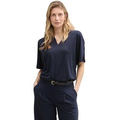 TOM TAILOR T-Shirt mit Logo-Stickerei, Real Navy Blue, S TOM TAILOR T-Shirt mit Logo-Stickerei, Real Navy Blue, S