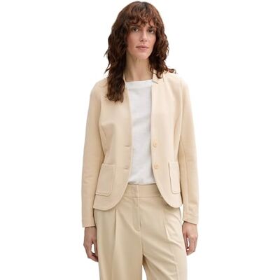 TOM TAILOR Damen 1038703 Basic Ottoman Blazer mit Taschen, 21650 Summer Beige, S TOM TAILOR Damen 1038703 Basic Ottoman Blazer mit Taschen, 21650 Summer Beige, S