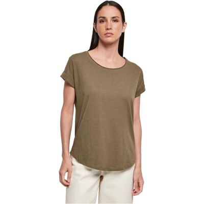 Build Your Brand Damen Long Slub Tee – Locker geschnittenes T-Shirt mit Cut-on-Ärmeln, Slub-Struktur & verlängertem Rückenteil, lässig & bequem, Olive, 4XL Build Your Brand Damen Long Slub Tee – Locker geschnittenes T-Shirt mit Cut-on-Ärmeln, Slub-Struktur & verlängertem Rückenteil, lässig & bequem, Olive, 4XL