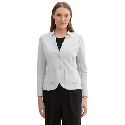 TOM TAILOR Damen 1038703 Basic Ottoman Blazer mit Taschen, 33774 New Light Grey Melange, M TOM TAILOR Damen 1038703 Basic Ottoman Blazer mit Taschen, 33774 New Light Grey Melange, M