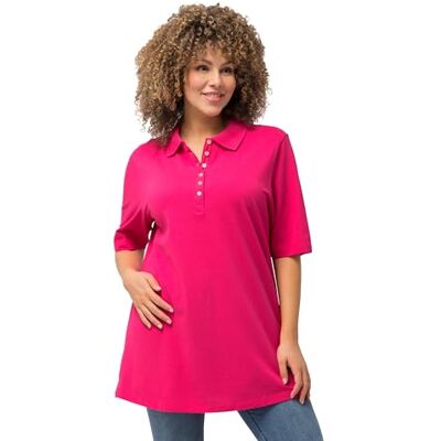 Ulla Popken Damen Basic Poloshirt T-Shirt, magentapink, 58-60 Ulla Popken Damen Basic Poloshirt T-Shirt, magentapink, 58-60