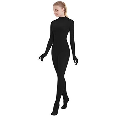 SUPRNOWA Ganzkörper-Einteiler, Rollkragen, Spandex, Fußlos, langärmelig, Unisex, Schwarz (Fuß mit Händen), M SUPRNOWA Ganzkörper-Einteiler, Rollkragen, Spandex, Fußlos, langärmelig, Unisex, Schwarz (Fuß mit Händen), M