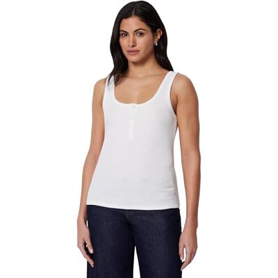 Amazon Essentials Damen Geripptes Ripp-Tanktop Henley aus Baumwolle, Weiß, M Amazon Essentials Damen Geripptes Ripp-Tanktop Henley aus Baumwolle, Weiß, M