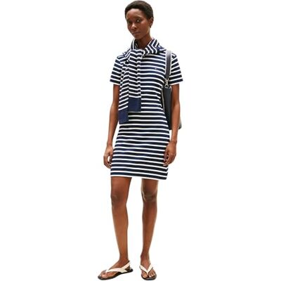 Tommy Hilfiger Damen Kleid New Cody Slim Short Dress aus Baumwolle, Mehrfarbig (Breton/ Dark Night Navy/ Ecu), M Tommy Hilfiger Damen Kleid New Cody Slim Short Dress aus Baumwolle, Mehrfarbig (Breton/ Dark Night Navy/ Ecu), M