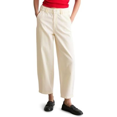 Marc O' Polo Marc OߴPolo Denim Damen Barrel-Hose mit Stretch-Anteil Cropped, Cremefarben (Creamy White), S Marc O' Polo Marc OߴPolo Denim Damen Barrel-Hose mit Stretch-Anteil Cropped, Cremefarben (Creamy White), S