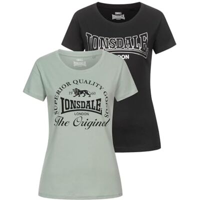 Lonsdale Frauen T-Shirt Doppelpack ROWRAH M, Black/Mint Lonsdale Frauen T-Shirt Doppelpack ROWRAH M, Black/Mint