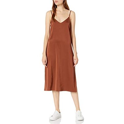 The Drop Damen Ana Midi-Kleid, V-Ausschnitt, seidiger Slip-Dress-Stil, Schildkrötenschale, M The Drop Damen Ana Midi-Kleid, V-Ausschnitt, seidiger Slip-Dress-Stil, Schildkrötenschale, M