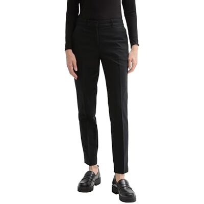 TOM TAILOR Damen Mia Slim Fit Hose mit Bügelfalte, 14482 Deep Black, 34/30 TOM TAILOR Damen Mia Slim Fit Hose mit Bügelfalte, 14482 Deep Black, 34/30