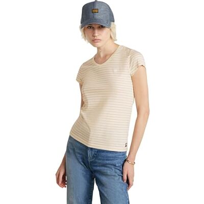 G-STAR RAW Damen Eyben Slim V-Neck Top 2.0, Mehrfarben (Antique White/Rugby tan Stripe D24533-D244-G615), XS G-STAR RAW Damen Eyben Slim V-Neck Top 2.0, Mehrfarben (Antique White/Rugby tan Stripe D24533-D244-G615), XS