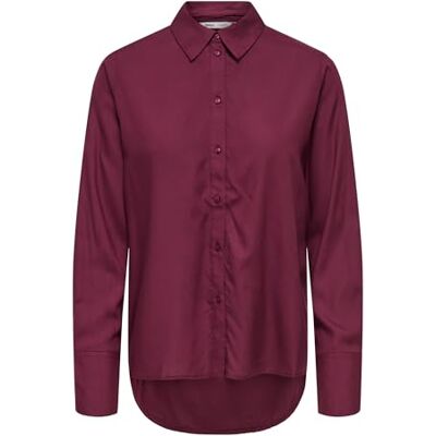 ONLY Damen Onlberit Life L/S Shirt WVN Hemdkragen Langarmhemd Für Den Alltag, Burgundy, S ONLY Damen Onlberit Life L/S Shirt WVN Hemdkragen Langarmhemd Für Den Alltag, Burgundy, S