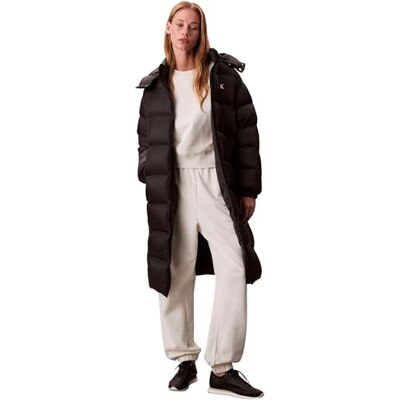 Calvin Damen Daunenmantel Essential Midweight Long Puffer mit Kapuze, Schwarz (Black), 2XS Calvin Damen Daunenmantel Essential Midweight Long Puffer mit Kapuze, Schwarz (Black), 2XS