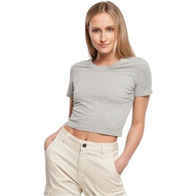 Build Your Brand Ladies Cropped Tee Damen T-Shirt Shirt Top Kurzarm kurzärmlig, Größe:M, Farbe:Grey Build Your Brand Ladies Cropped Tee Damen T-Shirt Shirt Top Kurzarm kurzärmlig, Größe:M, Farbe:Grey