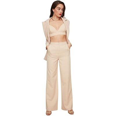 TRENDYOL Damen Gerade Weites Bein Normale Taille Hose TRENDYOL Damen Gerade Weites Bein Normale Taille Hose