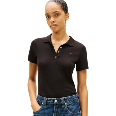 Tommy Hilfiger Damen Poloshirt Kurzarm 1985 Polo Slim Fit, Schwarz (Black), 3XL Tommy Hilfiger Damen Poloshirt Kurzarm 1985 Polo Slim Fit, Schwarz (Black), 3XL