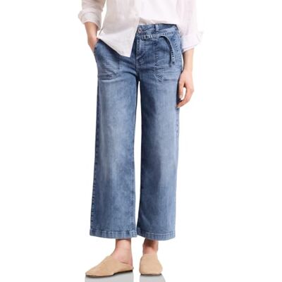 Street One Mid Waist Wide Leg Jeans mit Streifen mid Blue Striped wash 26 Street One Mid Waist Wide Leg Jeans mit Streifen mid Blue Striped wash 26