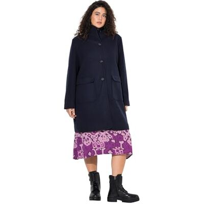 Ulla Popken Damen große Größen Übergrößen Plus Size Wolloptik-Mantel, Spatenkragen, große Taschen Marine 50+ 843058130-50+ Ulla Popken Damen große Größen Übergrößen Plus Size Wolloptik-Mantel, Spatenkragen, große Taschen Marine 50+ 843058130-50+