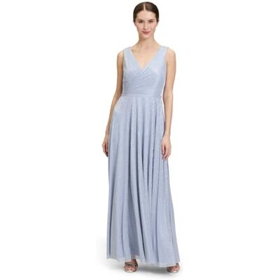 Vera Mont Damen Abendkleid mit Plissee 38, Blau/Weiß Vera Mont Damen Abendkleid mit Plissee 38, Blau/Weiß