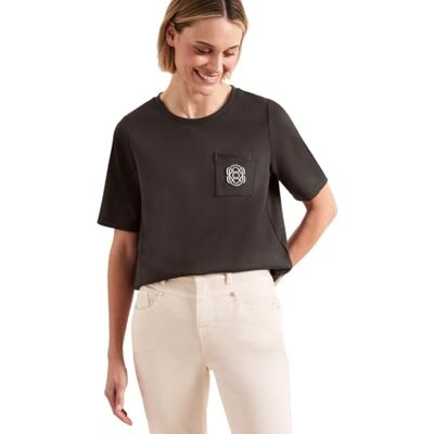 Street One T-Shirt mit Rundhals und Deko-Detail Espresso Brown 40 Street One T-Shirt mit Rundhals und Deko-Detail Espresso Brown 40
