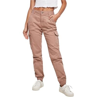 Urban Classics Damen Ladies High Waist Cargo Pants Hose, Duskrose, 27W Regular EU Urban Classics Damen Ladies High Waist Cargo Pants Hose, Duskrose, 27W Regular EU