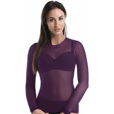 Teyli Transparente Blusen Langarm Mesh Oberteil Damen mit Rundhalsausschnitt Durchsichtiges Oberteil Damen Netz Bluse Frauen Durchsichtige Top Netzoberteil für Frauen Violett XXL Teyli Transparente Blusen Langarm Mesh Oberteil Damen mit Rundhalsausschnitt Durchsichtiges Oberteil Damen Netz Bluse Frauen Durchsichtige Top Netzoberteil für Frauen Violett XXL