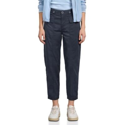 Street One High Waist Barrel Leg Hose im Casual Fit Darkest Blue 42 Street One High Waist Barrel Leg Hose im Casual Fit Darkest Blue 42