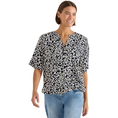 Cecil Bluse mit Split Neck und mit Leo-Muster Cecil Bluse mit Split Neck und mit Leo-Muster