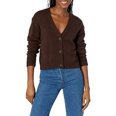 Amazon Essentials Damen Mittelschwerer Relaxed-Fit-Cardigan-Pullover, Espresso, XXL Amazon Essentials Damen Mittelschwerer Relaxed-Fit-Cardigan-Pullover, Espresso, XXL