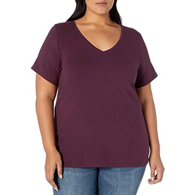 Amazon Essentials Damen Plus Size V-Ausschnitt T-Shirt mit Kurzen Ärmeln, Klassische Passform, Burgunderrot, 6XL Große Größen Amazon Essentials Damen Plus Size V-Ausschnitt T-Shirt mit Kurzen Ärmeln, Klassische Passform, Burgunderrot, 6XL Große Größen