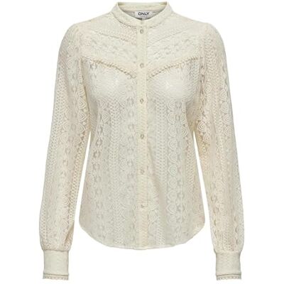ONLY Damen Onlreba Lace L/S Shirt WVN Noos, Egret, XS ONLY Damen Onlreba Lace L/S Shirt WVN Noos, Egret, XS