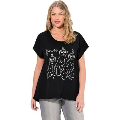 Ulla Popken Damen große Größen Übergrößen Plus Size T-Shirt, Metallic-Tiermotiv, Oversized, Rundhals, Halbarm Ulla Popken Damen große Größen Übergrößen Plus Size T-Shirt, Metallic-Tiermotiv, Oversized, Rundhals, Halbarm