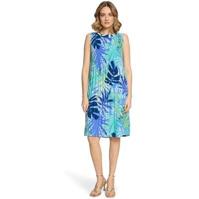 Betty Barclay Damen Plisseekleid ohne Arm 44, Blau/Grün Betty Barclay Damen Plisseekleid ohne Arm 44, Blau/Grün