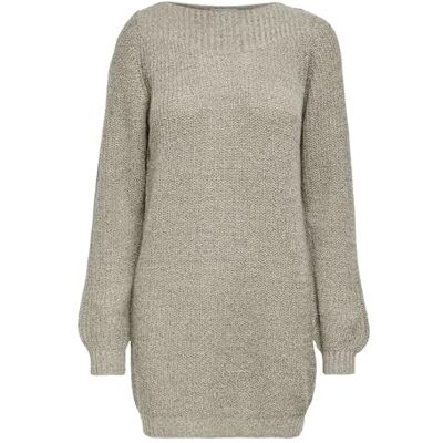 JDY ONLY Damen whitney Megan L/S Boat Dress Knt Noos, Cement/Detail:w Black Ply, XXL JDY ONLY Damen whitney Megan L/S Boat Dress Knt Noos, Cement/Detail:w Black Ply, XXL