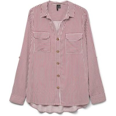 VERO MODA Damen Vmbumpy L/S Shirt New WVN Ga Noos, Karanda Red, Large VERO MODA Damen Vmbumpy L/S Shirt New WVN Ga Noos, Karanda Red, Large