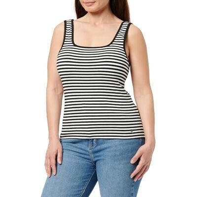 Tommy Hilfiger Damen Tank Top Slim Gerippt, Mehrfarbig (Ecru/Black Fine STP), XL Tommy Hilfiger Damen Tank Top Slim Gerippt, Mehrfarbig (Ecru/Black Fine STP), XL