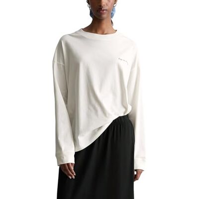 Marc O' Polo Marc OߴPolo Denim Damen Sweatshirt mit Rundhalsausschnitt Relaxed Fit, Weiß (Silky White), S Marc O' Polo Marc OߴPolo Denim Damen Sweatshirt mit Rundhalsausschnitt Relaxed Fit, Weiß (Silky White), S
