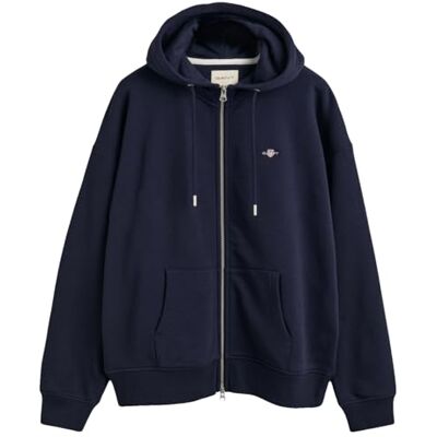 GANT Damen Shield Zip Hoodie Kapuzenpullover, Evening Blue, XL EU GANT Damen Shield Zip Hoodie Kapuzenpullover, Evening Blue, XL EU