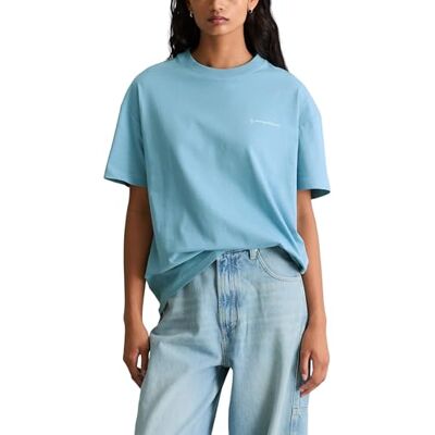 Marc O' Polo Marc OߴPolo Denim Damen T-Shirt mit Rundhalsausschnitt Relaxed Fit, Blau (Blue Dawn), L Marc O' Polo Marc OߴPolo Denim Damen T-Shirt mit Rundhalsausschnitt Relaxed Fit, Blau (Blue Dawn), L