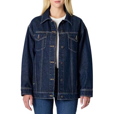 Amazon Essentials Damen Trucker-Jacke aus Denim Mit Taschen, Dunkle Mitternacht, M Amazon Essentials Damen Trucker-Jacke aus Denim Mit Taschen, Dunkle Mitternacht, M