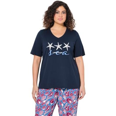 Ulla Popken Damen große Größen Übergrößen Plus Size T-Shirt, Seestern, Classic, V-Ausschnitt, Halbarm Marine 58+ 838904130-58+ Ulla Popken Damen große Größen Übergrößen Plus Size T-Shirt, Seestern, Classic, V-Ausschnitt, Halbarm Marine 58+ 838904130-58+