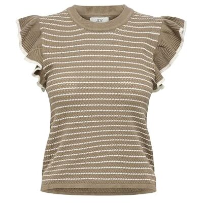 JDY Damen carice S/L Frill Pullover KNT Noos, Sepia Tint, S JDY Damen carice S/L Frill Pullover KNT Noos, Sepia Tint, S