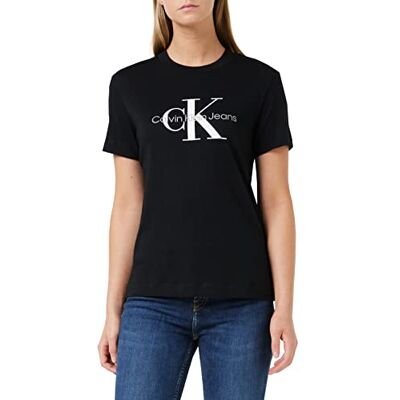 Calvin Damen T-Shirt Kurzarm Core Monologo Rundhalsausschnitt, Schwarz (Ck Black), XXL Calvin Damen T-Shirt Kurzarm Core Monologo Rundhalsausschnitt, Schwarz (Ck Black), XXL
