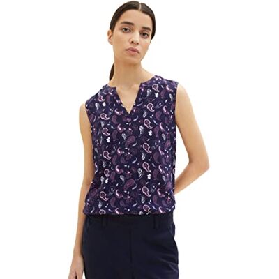 TOM TAILOR Damen 1037428 Bluse, 32815 Navy Paisley Design, 40 TOM TAILOR Damen 1037428 Bluse, 32815 Navy Paisley Design, 40