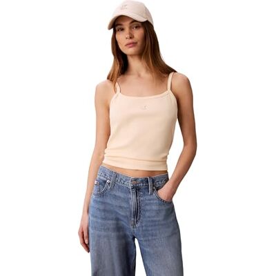Calvin Women's Sl 2X2 Baby Rib Strap Tank LV047G208G Tank Top, White (Vanilla Custard), S Calvin Women's Sl 2X2 Baby Rib Strap Tank LV047G208G Tank Top, White (Vanilla Custard), S