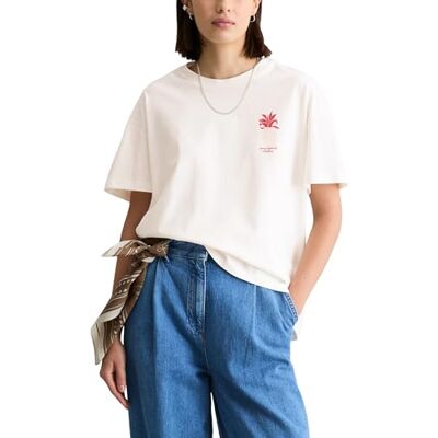 Marc O' Polo Marc OߴPolo Denim Damen T-Shirt mit Logo Relaxed Fit, Weiß (Silky White), M Marc O' Polo Marc OߴPolo Denim Damen T-Shirt mit Logo Relaxed Fit, Weiß (Silky White), M