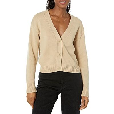 Amazon Essentials Damen Mittelschwerer Relaxed-Fit-Cardigan-Pullover, Bräunen, XL Amazon Essentials Damen Mittelschwerer Relaxed-Fit-Cardigan-Pullover, Bräunen, XL