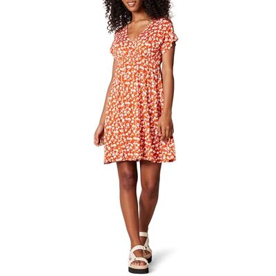 Amazon Essentials Damen Surplice-Kleid (Erhältlich in Übergröße), Rot Blumenaufdruck, XXL Amazon Essentials Damen Surplice-Kleid (Erhältlich in Übergröße), Rot Blumenaufdruck, XXL