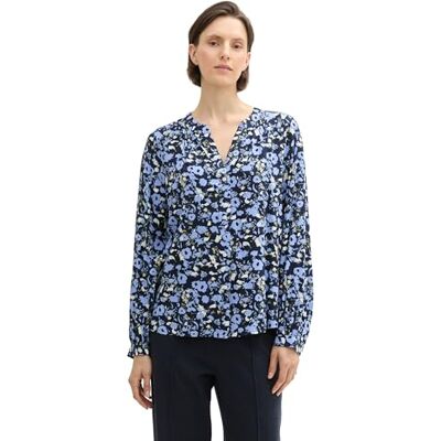 TOM TAILOR Damen Bluse mit Muster aus Viskose, 35894 Blue Autumn Floral Design, 36 TOM TAILOR Damen Bluse mit Muster aus Viskose, 35894 Blue Autumn Floral Design, 36