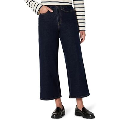 Amazon Essentials Damen Crop-Jeans mit Hoher Taille und Weitem Bein, 66,0cm Beininnenlänge, Auswaschen, 42 Amazon Essentials Damen Crop-Jeans mit Hoher Taille und Weitem Bein, 66,0cm Beininnenlänge, Auswaschen, 42